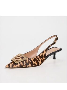 Sam Edelman Pumps NEW Kammie Slingback Leopard Kitten Heel Calf Hair Size 7.5